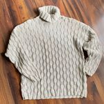 Woolrich VTG  100% Cotton Heavy Cable Knit Turtleneck Sweater Oatmeal Photo 0