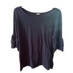 Caslon Ballet Neck Cotton & Polyester Elbow Ruffle Sleeve Tee Photo 1