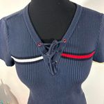 Tommy Hilfiger Vintage  Ribbed Tee Shirt Womens Medium Navy‎ Blue Photo 2