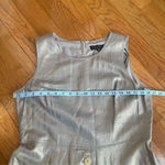 Donna Karan NEW YORK Metallic Linen-Blend Midi Dress Front Buttons Beige Sz 14 Photo 8