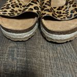 Women’s Yokono Calf Hair Leopard Slide‎ Low Platform Sandals Sz 7.5 Brown Photo 3