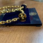 Tory Burch  TB Dangle Hoop Earrings Gold Colored Brand New Photo 3