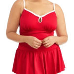 Red Ruched Sweetheart One Piece‎ Swimwear size L Size L Photo 0