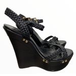 Schutz  Wedges Platform Leather Braided Criss Cross Ankle Strap Black 7.5 Photo 0