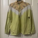 Free People Sweatshirt Isla Pullover Sweater Crochet Zip Neck Lime Peach Ivory Photo 0