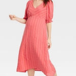 THE Nines by HATCH™ Elbow Sleeve Tonal Maternity Dress‎ Size Small Red Photo 0