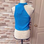 ZARA Nwt  - ribbed asymmetrical cut out electric blue crop top Sz Large Photo 4