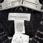Drapers & Damons Cardigan Large Black Gold Metallic Zip Zig Zag Shimmer Glam Photo 6