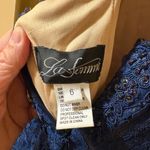 La Femme 23413 Blue Lace Jeweled Mermaid Gown Photo 4