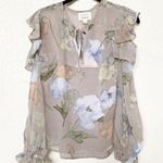 Lost + Wander  Grey Sheer Cold Shoulder Floral Top Size XS NWT Photo 0