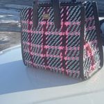 Kate Spade  Black and Pink Woven Plaid Large Tote Photo 1
