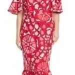 Rhode x Target Midi Red Floral‎ Linen Blend Bell Sleeve Dress Size 16 Summer NEW Photo 0