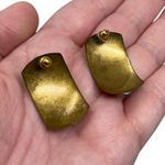 Vintage Unsigned Gold Tone Silver Tone Post Earrings Classic Retro Modernist Photo 3