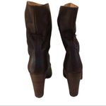 VINTAGE 1980'S CAMPIONE BROWN LEATHER "PAPER SACK" HEELED ITALIAN BOOTS (5.5) Photo 4