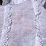 Valentina Naldi 100% Linen White Long Sleeve Scalloped Lace Swim Coverup Dress L Size L Photo 3