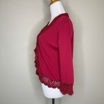 Joseph A Y2K  Red Crochet Trim Cardigan Sz Medium Front tie Photo 2
