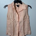 H&M Women Orange Button Down Linen Sleeveless Shirt Size Small. Photo 1