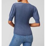 White House | Black Market WHBM Elbow Sleeve Cashmere Blend Puff Henley Sweater Blouse V-Neck Fuzzy Ribbed Photo 1