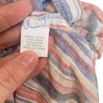 Intro. Linen blend button down blouse XL striped lagen look button sleeve Pink Photo 1