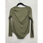 Free People Intimately  Fitted Bodysuit M/L Medium Large Army Green LS Deep VNeck Photo 1