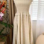 GU (Uniqlo) x Rokh Smocking Camisole Dress in Cream Plaid Tan Size M Photo 6