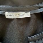 Avec Les Filles  Raglan Sleeve Black Faux Leather Button Up Blouse Sz XL Photo 3