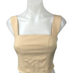 Tiger Mist Beige Tan Sleeveless Square Neck Pinstriped Crop Tank Top Size XS Photo 0