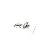 Silver brushed lioness figurine dangle earrings Photo 2