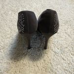 Ed Hardy  NYE Silver Embellished Signature Light Brown Suede Heels Booties 8 Photo 4