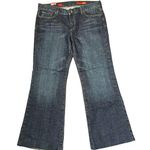 EXPRESS E2 Eva Full Leg Flared Jeans Size 31 Mid-Rise Stretch Dark Wash Denim Photo 0