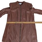 Denim And Co Brown Leather Jacket Full Zip Size Large Photo 8