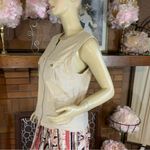 LIZ & CO. ECRU/BEIGE COTTON/LINEN BLEND ZIPPER FRONT UTILITY SHIRT (M) Size M Photo 4