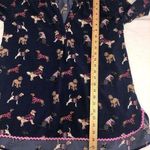 Simply Southern Dog Print Tunic Size S Navy Blue Pink Top Smocked Long Sleeve Photo 10