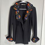 Soft Surroundings Women's Blazer Medium Black Jacket Floral Shapeable Collar M Photo 1