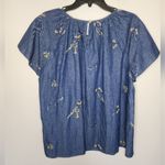 Draper James  Embroidered Chambray Swing Top in Dark Wash Photo 2