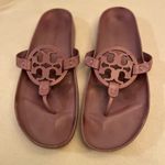 Tory Burch  Women's Miller Cloud Lilac Leather Thong Slides Sandals Size 9.5 Photo 0
