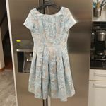 St. John ππ Jacquard Floral Embossed Cap Sleeve Pleated Cocktail Dress 8 NWOT Photo 4