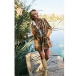 Free People  Wool Mari Tartan Plaid Blazer Winter Wheat XL Dark Academia Preppy Photo 5