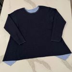 J.Jill Reversible Knit Long Sleeve Dipped Hem Sweater Women's Large Blue Preppy Photo 4