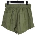 Free the Label Florence High Waisted Linen Wide Leg Shorts Pockets S Olive Green Photo 4
