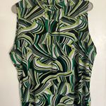 Blouse Green Graphic Sleeveless Blouse with Mandarin Collar Lg Photo 0