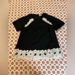 Kate Spade EUC  Floral Lace Trim Crepe Blouse Size 0 Retails $248 Photo 8
