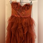 For Love & Lemons  Bustier Ruffle Tiered Gown in Rust Photo 3