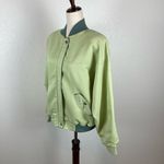Vintage M. Portfolio By Marsha Varsity Style Snap Zip Up Jacket Green Womens L Green Size L Photo 1