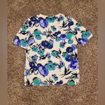 Talbots  Scoop Neck Quarter Sleeve Scoop Neck Cotton Blue Floral Pullover Sweater Photo 0