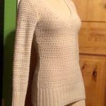 Lucky Brand Cream Crochet Gold Knit V Neck Pullover Sweater $99 EUC XS Photo 1