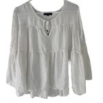 Revolve Maven West Women's Size XS White Sheer Ruffle Flowy Tiered Blouse Photo 0