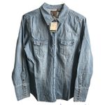 Roper Women’s Long Sleeve Denim Western Snap Front Shirt Blue Wash Size Large Photo 1