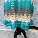 Tacera open knit fully lined 3/4 bell sleeve chevron print dress women sz Med Photo 1