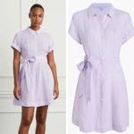 Hill House  Size Large Linen The Laura Dress Lilac Stripe $165 Photo 9